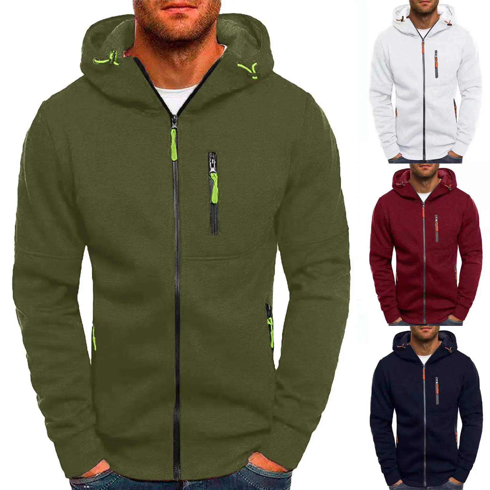 Autumn Men's Casual Jackets Hooded Coats Zipper Sweatshirts Mens Sport Fashion Jacket Mens Clothing Outerwear