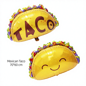 Accessoires de décoration pour fête sur le thème de Viva Mexico, ballons colorés auto-gonflables, drapeau en forme de taco, chapeau en forme de bolso, 5 ballons en feuille d'aluminium - Product Image 5
