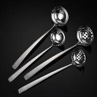 Cuillère de service en acier inoxydable 304 martelé, résistante à la chaleur, pour fondue, épaisse, pour hôtel et usage domestique, grande cuillère à soupe, ustensile de cuisine