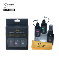 For LHS-BR01 4-in-1 Brass Instrument Cleaning Kit 50ml Polish Valve Oil Pad Conditioner Cloth Trumpet Trombone Horn Tuba