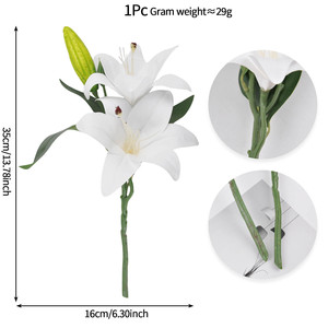 Flores de Lirio Artificiales de Tacto Real, Ramo de Lirio <span class=keywords><strong>Casablanca</strong></span> de PU para Centros de Mesa de Boda, Decoración Minimalista para Sala de Estar - Product Image 5