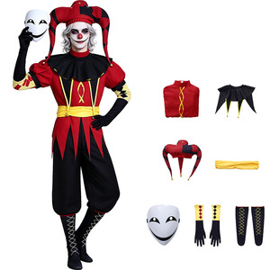 Costume de bouffon médiéval pour adulte, ensemble de <span class=keywords><strong>d</strong></span>éguisement de harlequin pour homme avec masque pour Halloween, fête de <span class=keywords><strong>carnaval</strong></span> - Product Image 3