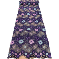 NI.AI Nouveau design Tissu en dentelle suisse voile multicolore à broderie florale 3D avec strass pour femme et soirée