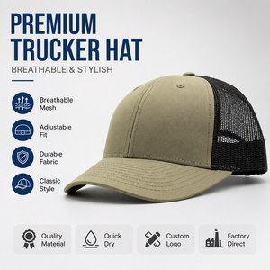 OEM Maßgefertigte Amerikanische Flagge Leder-Patch Logo Klassische 6-Panel Mesh-Rücken Verstellbare Snapback Trucker Kappe Hut 115 Style - Product Image 3