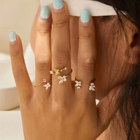 Anillo Abierto de Mariposa con Circonitas, Chapado en Oro de 18K, Resistente al Deslustre, Impermeable, de Acero Inoxidable, para Mujer, Joyería Minimalista, Regalo