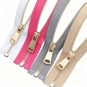 Fermetures éclair métalliques personnalisées en laiton lourd à verrouillage automatique, à glissière ouverte, <span class=keywords><strong>pour</strong></span> vêtements et sacs - Product Image 2