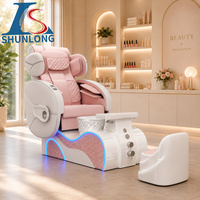 Chaise de pédicure pour salon de manucure avec lumières, massage, chaise de massage des pieds multifonctionnelle, chaise de pédicure électrique thérapeutique