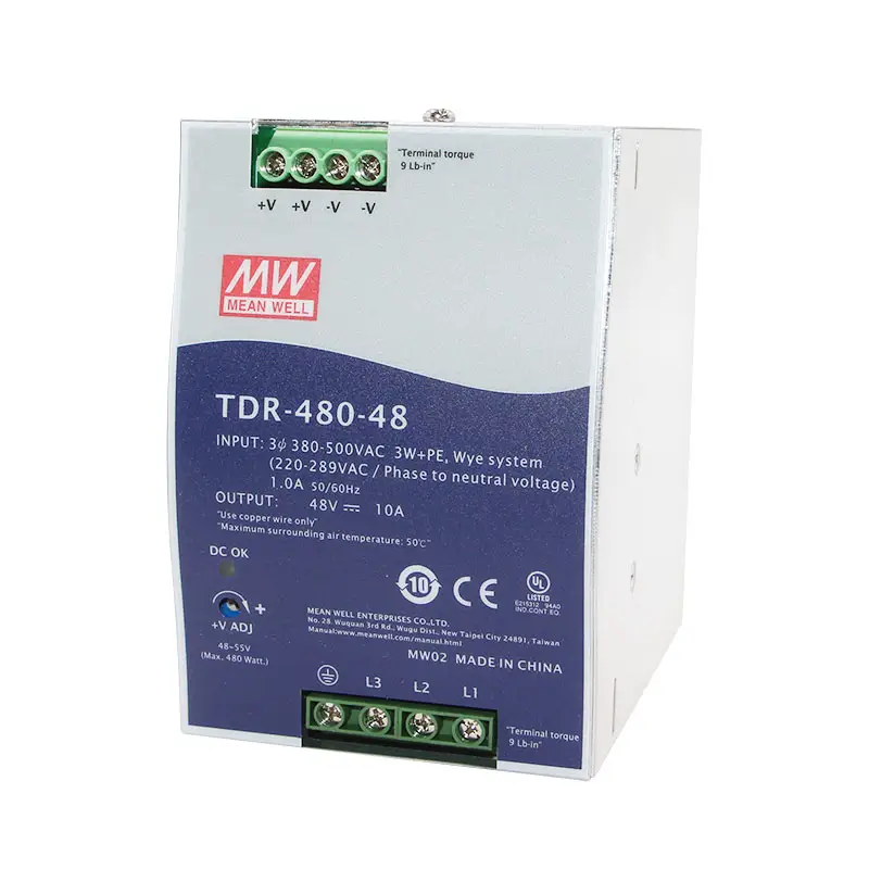 Mean Well-fuente de alimentación TDR-480-48 para sistema de Control Industrial, 480W, 48V, 3 fases, gran oferta