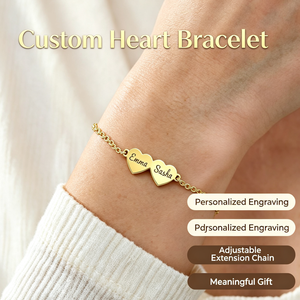 Bracciale da Donna in Acciaio Inossidabile Dorato a Forma di Cuore, Stile Coppia, Personalizzabile con Nome Inciso, Gioielli Regalo, Ordine all'Ingrosso - Product Image 1