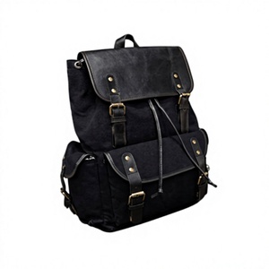 Premium <b>Leather</b> Canvas Bag Packs Handmade Fashion <b>Backpacks</b> for <b>Laptop</b> Travel School Office and Casual Lifestyle - Product Image 1