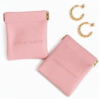 Porte-monnaie miniature personnalisé avec logo en relief, pochette cadeau en cuir, fermeture à pression, cuir PU imperméable, pliable, luxueux, pour écouteurs, montres, bijoux