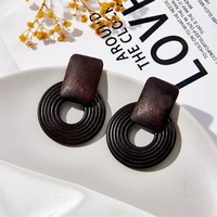 Boucles d'oreilles géométriques en bois Boucles d'oreilles pendantes en perles de bambou vintage Accessoires de vacances Mode Bijoux pour femmes Boucles d'oreilles pour femmes