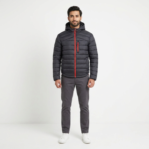 Blousons matelassés décontractés pour hommes, style urbain, col montant, logo frontal, en toile, pour l'hiver – Meilleures ventes - Product Image 1