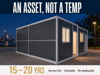Unité de conteneur mobile pliable X-Fold avec câblage électrique préinstallé pour bureau de chantier, poste de garde, hôtel, déploiement rapide