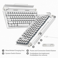Nuevo Teclado Mecánico Retro con Diseño de Puntos, Tamaño Completo, Retroiluminado, USB-C, Inalámbrico, Modo Dual, para Escritorio, Teléfono Móvil, Tableta, MAC