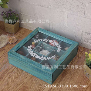 Caja de madera retro con nueve compartimentos, hecha a mano, de madera de pino, para almacenamiento de té y joyas, venta directa de fábrica de Shandong. - Product Image 4