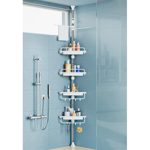 Estante de Almacenamiento Ajustable Independiente de Acero Inoxidable, Organizador de Baño Metálico de Pie para Artículos de Inodoro - Product Image 1