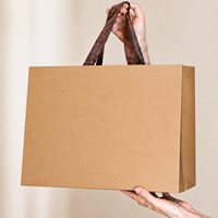 Sacs de courses en papier kraft brun écologiques en gros avec poignées en tissu tissé pour l'emballage de vêtements, de boutiques de prêt-à-porter et de vente au détail