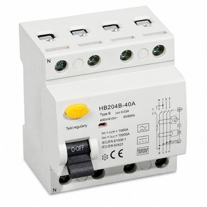 Interruptor Diferencial Tipo B, RCCB, CE, CB, 3P+N, 80A, 10mA, 30mA, 100mA, 300mA, 400V, 10kA, Interruptor de Circuito Diferencial, HB204B-40A, HB202B-40A - Product Image 2