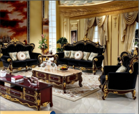 Sofá de Madera Dorado Retro, Estilo Europeo, de Lujo, con Esponja de Alta Densidad, Desmontable y Lavable, para Villa Real Turca