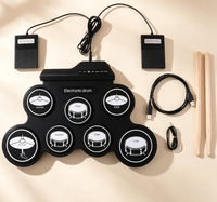 Kit de batterie électronique USB portable, pliable et enroulable, avec technologie sensible à la force, 9 kits de batterie intégrés et métronome