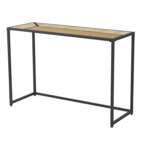 Bàn kết hợp với kết cấu gỗ và mặt mây, Bàn điều khiển hiện đại/Bàn cà phê/bàn phụ, chân kim loại màu đen - Product Image 2