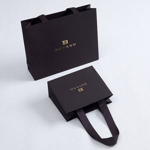 Boyang vente en gros sac en papier cadeau bijoux en carton noir de luxe imprimé personnalisé avec votre propre logo - Product Image 4