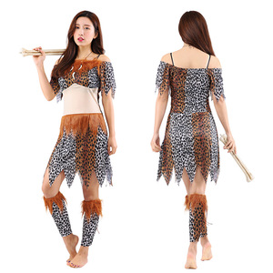 Adulte enfants Halloween Cosplay autochtone africain primitif sauvage femmes homme indien sauvages Parent-enfant Performance Costume - Product Image 3