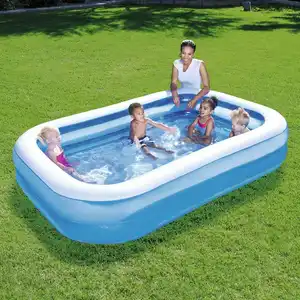 54006 2.62m x 1.75m x 51cm Blue Rectangular Family Pool Large 2 Ring klar blau aufblasbare schwimmen pool