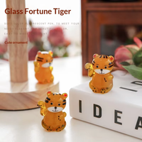 Figurines d'animaux en verre faites à la main, mignonnes petites tigresses, style européen, pour la décoration de la maison, du salon, du bureau, vente en gros
