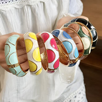 Grosir CICILY Gelang Manset Klasik Berlapis Emas 24K dari Paduan Seng dengan Bunga Multicolor untuk Wanita, Vintage, Fashion Valentine.