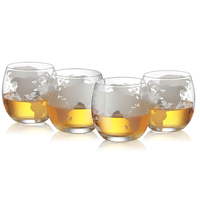 Ensemble de carafe à whisky en verre borosilicate gravé avec globe terrestre de 1000 ml avec bouchon et 4 verres