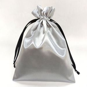 Bolsa de Satén Gris Personalizada con Cordón de Cinta, Bolsas de Seda para Joyería - Product Image 4