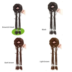 Peluca de pelo de raíz de loto hinchado natural, extensión de pelo de punto trenzado de boxeo medio atado, peluca falsa de cola de pelo de fibra asiática - Product Image 5