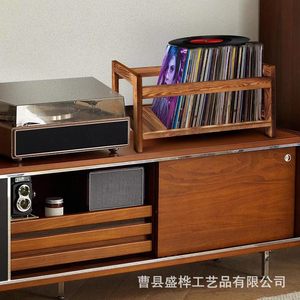 Wooden Vinyl <b>Record</b> And Cd Storage <b>Rack</b> For Office Study Display Multipurpose Portable With One Layer Design - Product Image 3