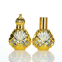 Flacon de parfum à bille en verre gravé électro-plaqué or de luxe, forme unique, style Dubaï, 10 ml 15 ml, avec bouchon couronne doré