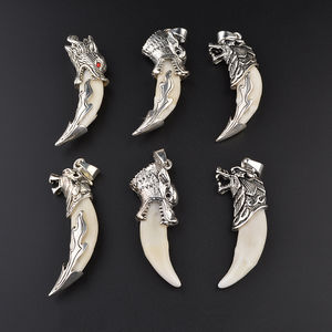 Collar de Diente de Lobo de Acero de Titanio, Collar con Colgante de Diente de Perro Auténtico de Mastín Tibetano para Amantes - Product Image 3