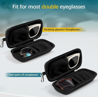 Étui rigide double compartiment pour lunettes, organisateur portable à fermeture éclair pour lunettes de soleil, boîte de rangement de voyage pour lunettes de voiture