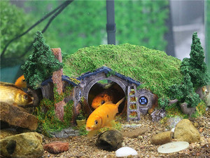 Polyresin/resina paisaje en miniatura de <span class=keywords><strong>la</strong></span> colina de agujero casa Manor Ideas de decoración tanque de peces decoración refugio ornamento - Product Image 2