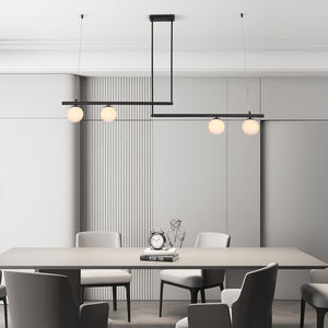 Home Modern 4 Heads Glass <b>Globe</b> Pendant Lamp Black Hanging <b>Lights</b> for Kitchen Island - Product Image 2