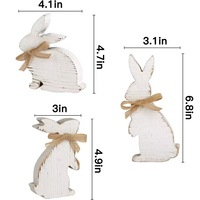 Décorations de lapin multifonctions en bois peint en blanc sur le thème de l'amour pour centre de table de Pâques