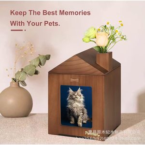 Pettilan Wooden Pet Urn With Photo Frame And Candle Holder For Cats And Dogs <b>Memorial</b> Keepsake <b>Box</b> Rectangle Shape - Product Image 3
