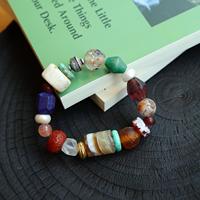 Collection Vefiery – Bracelets unisexes en verre soufflé artisanal népalais, perles argentées et bois d'agar naturel