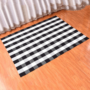 <span class=keywords><strong>Amazon</strong></span> Populaire Blanc Et Noir À Carreaux Buffalo Paillasson Coton Lavable en Machine <span class=keywords><strong>Tapis</strong></span> - Product Image 5