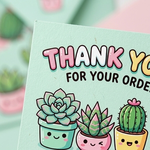 Tarjetas de Agradecimiento con Cactus y Suculentas Verde Menta, Personalizadas con Logotipo, OEM, ODM, para Amantes de Plantas Botánicas, con Inserto Decorativo - Product Image 2