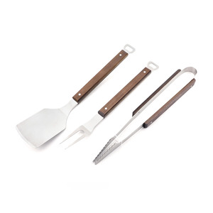 ชุดอุปกรณ์บาร์บีคิว 3 ชิ้น ด้ามไม้กระถินเทศ พร้อมตะหลิว ส้อม และที่คีบ สแตนเลส ทนความร้อน สำหรับตั้งแคมป์และปิ้งย่างกลางแจ้ง - Product Image 2