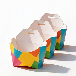 Colorful Self-Erecting Food <b>Boxes</b> with Handle Four-Color Printing Disposable Paperboard Rectangle Packaging for Snacks and Meals - Product Image 6