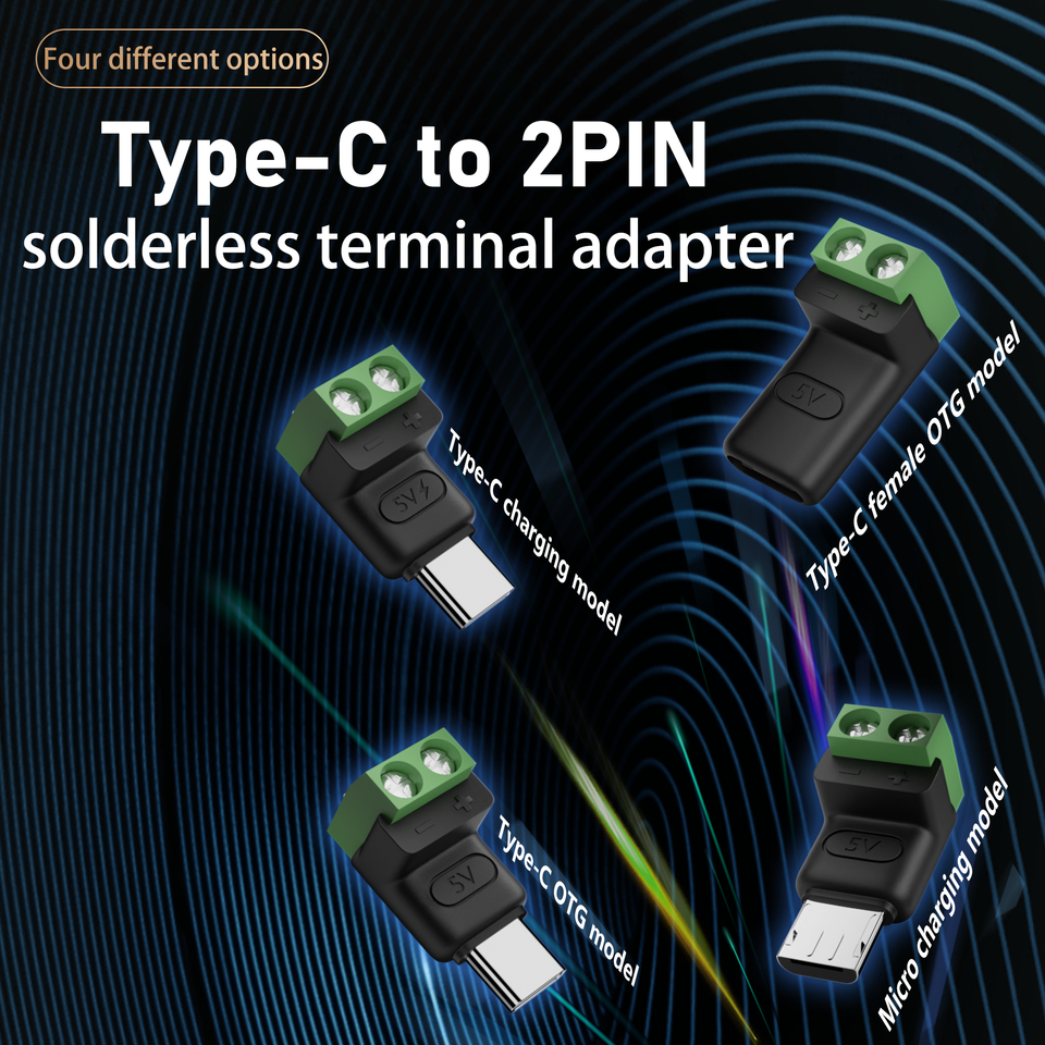 USB C to 2 Pin Terminal Block Adapter, Solderless Type-C OTG Wire ...