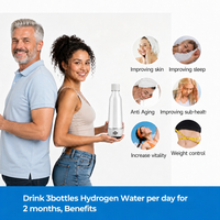 Máquina Ionizadora de Agua Hidrogenada Portátil, Generador SPE PEM, Recargable por USB Tipo-C, Botella de Tritán de Grado Alimenticio de 450 ml