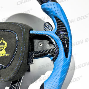 닷지 챌린저 차저 RT 듀랑고 SRT 지프 체로키 트랙호크 헬캣용 LED 블루 가죽 스포츠 카본 파이버 스티어링 휠 - Product Image 3